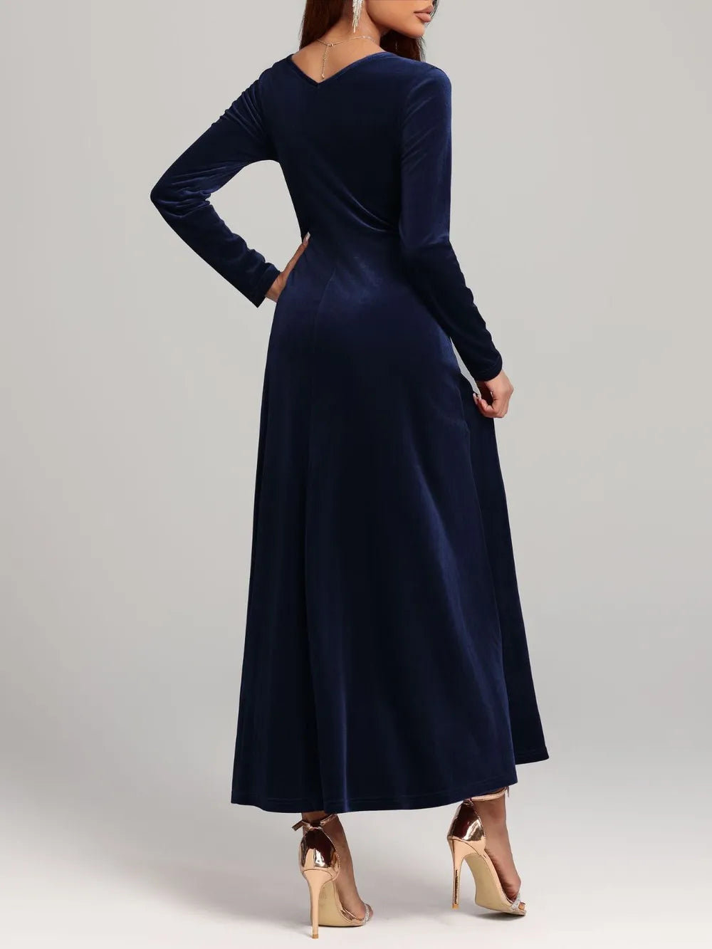 Square Neck Long Sleeve Velvet Dress - Blushé Belle