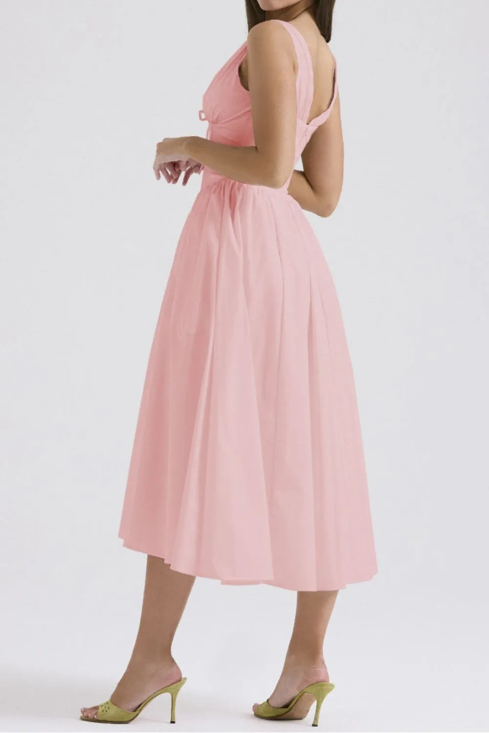 Ruched V-Neck Sleeveless Dress with Pockets - Blushé Belle