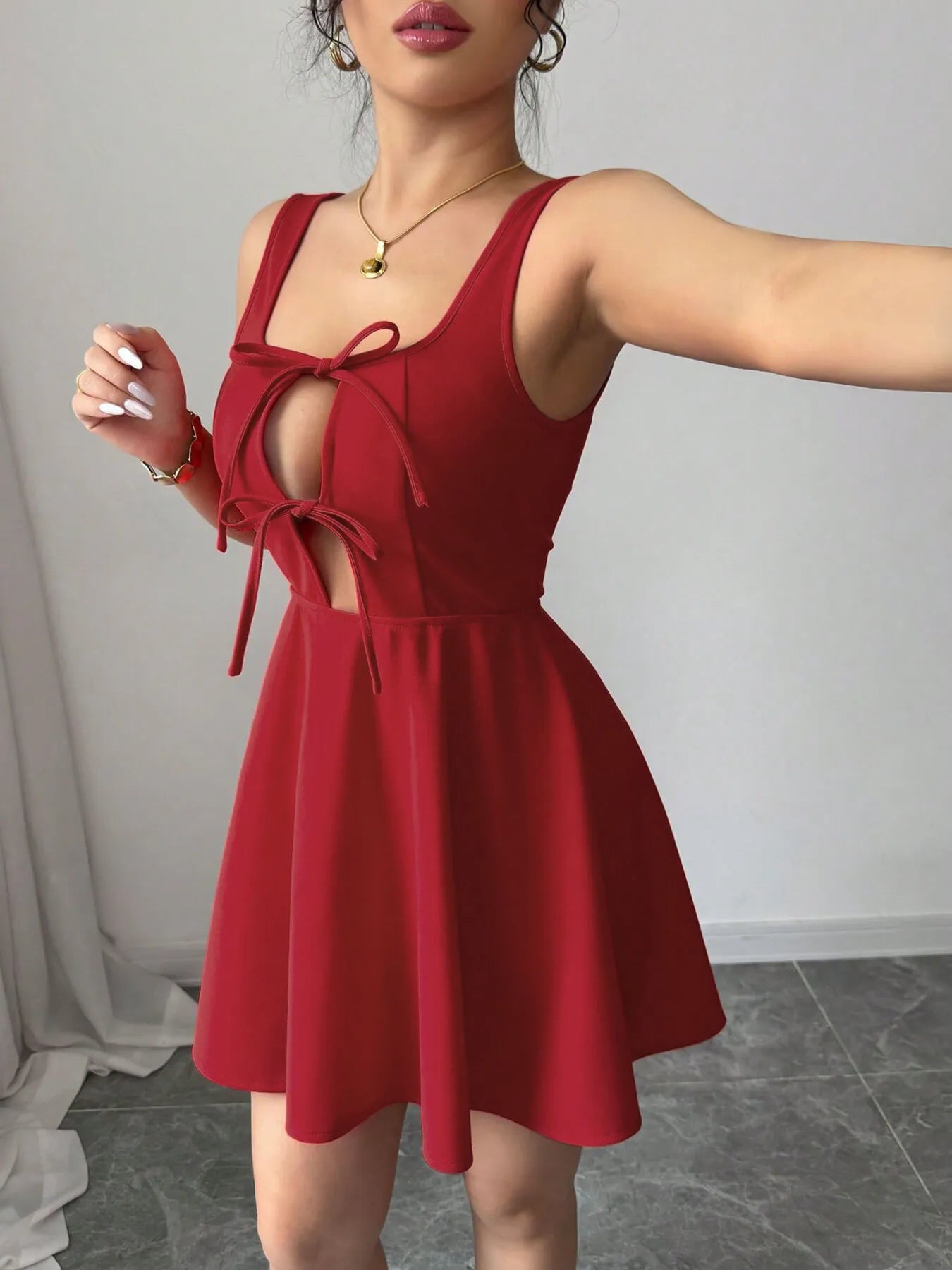 Tie Front Wide Strap Dress - Blushé Belle