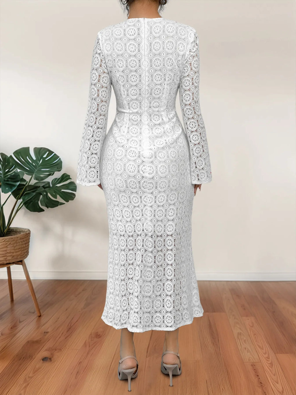 Lace Long Sleeve Midi Dress - Blushé Belle