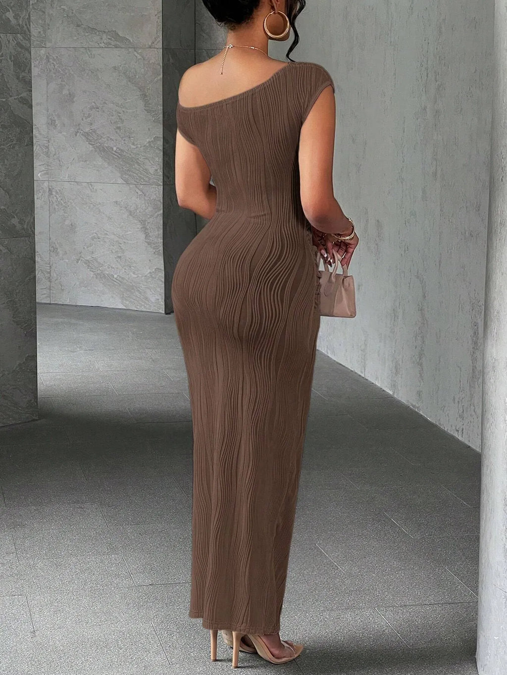 Asymmetrical One Shoulder Bodycon Maxi Dress - Blushé Belle