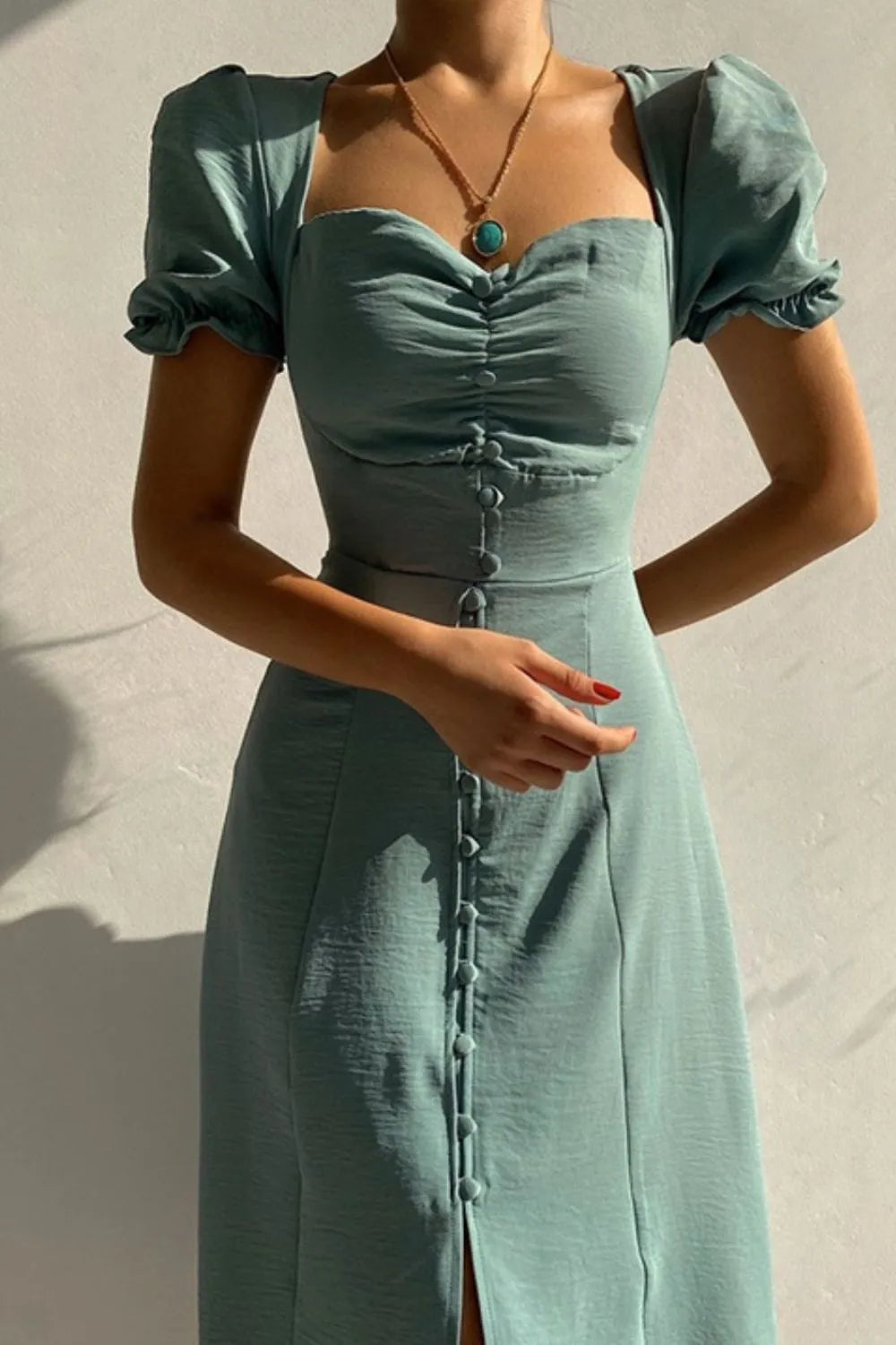 Sweetheart Neck Short Sleeve Dress - Blushé Belle