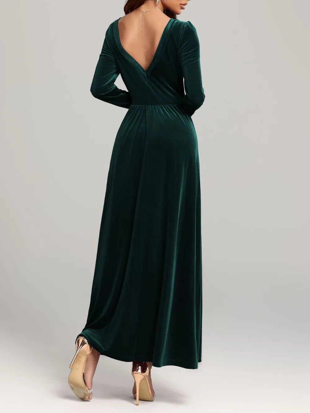 Velvet Square Neck Long Sleeve Dress - Blushé Belle