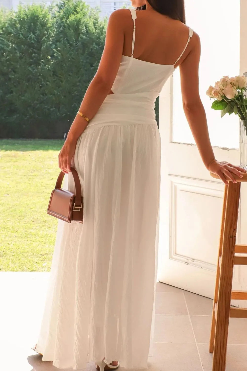 Cutout Back V-Neck Dress - Blushé Belle