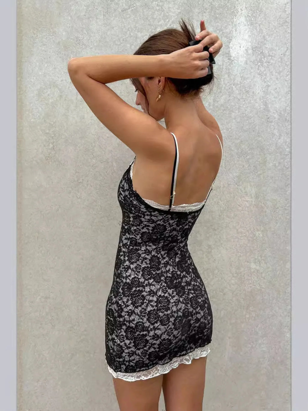 Lace Trim Cami Mini Dress - Blushé Belle