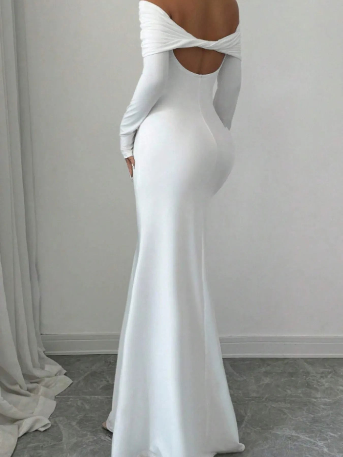 Off-Shoulder Long Sleeve Bodycon Maxi Dress - Blushé Belle
