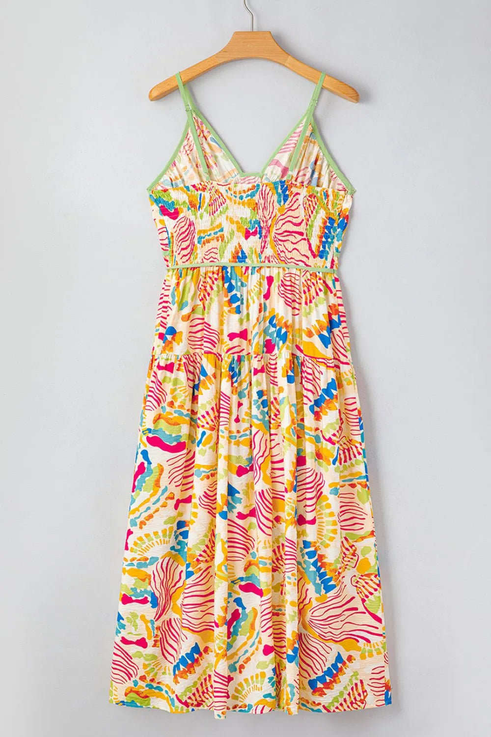 Abstract Print Spaghetti Strap Piping Detail Maxi Dress - Blushé Belle