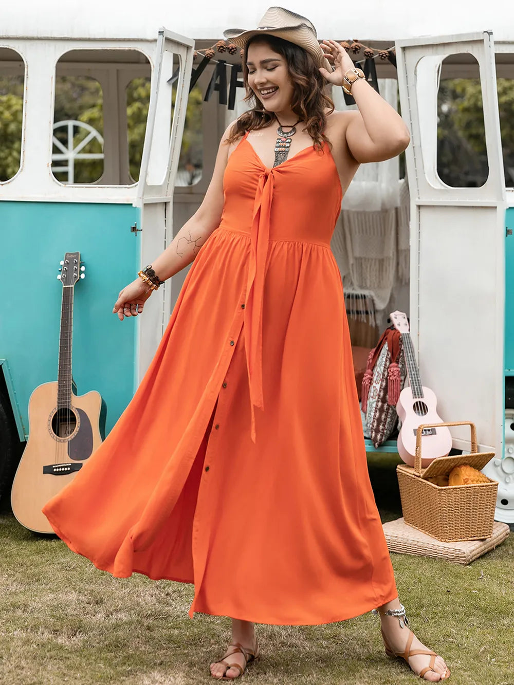 Plus Size Halter Neck Midi Dress - Blushé Belle