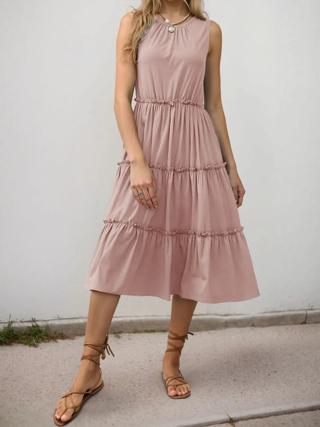 Frill Tiered Midi Dress - Blushé Belle
