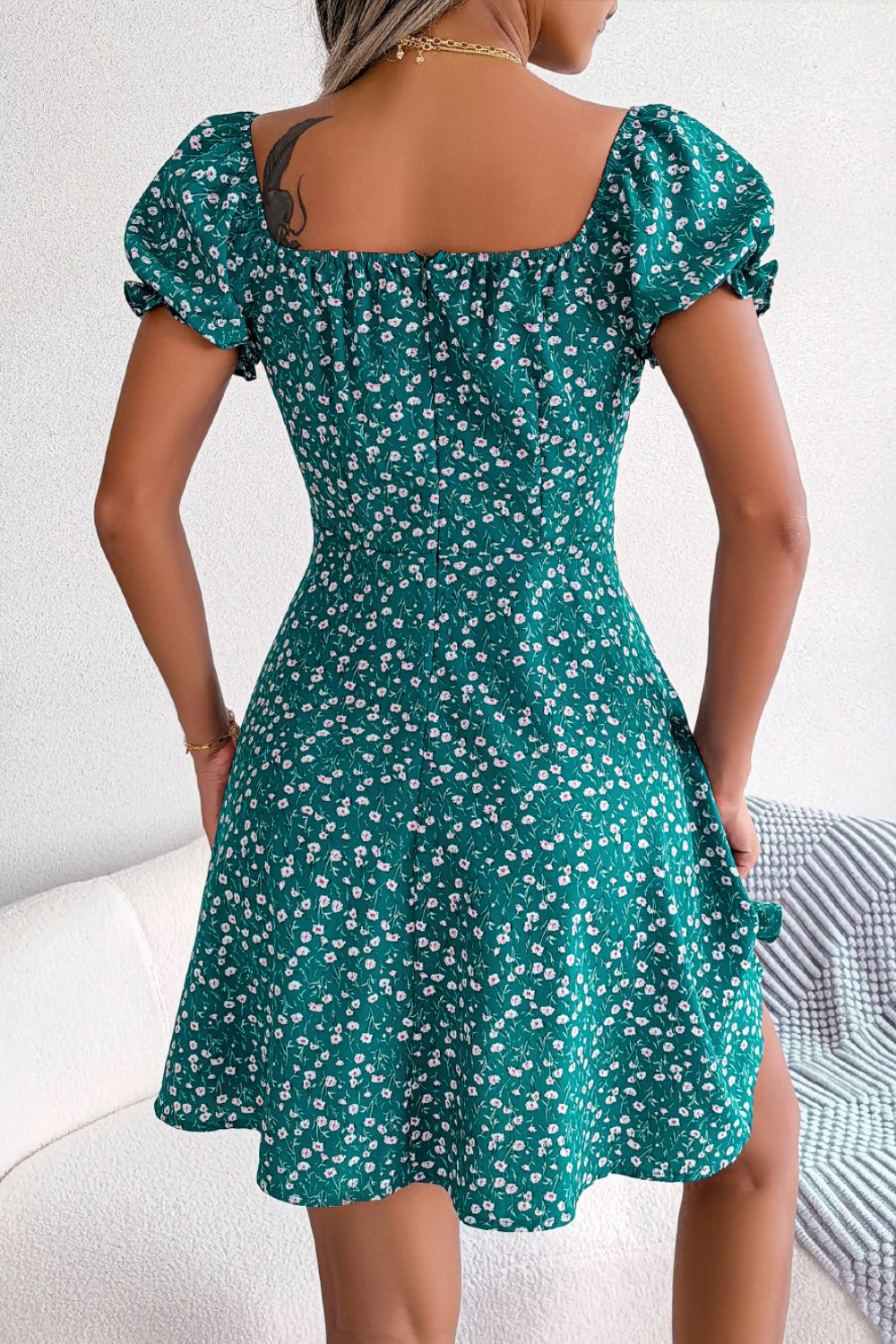 Ditsy Floral Drawstring A-Line Dress - Blushé Belle