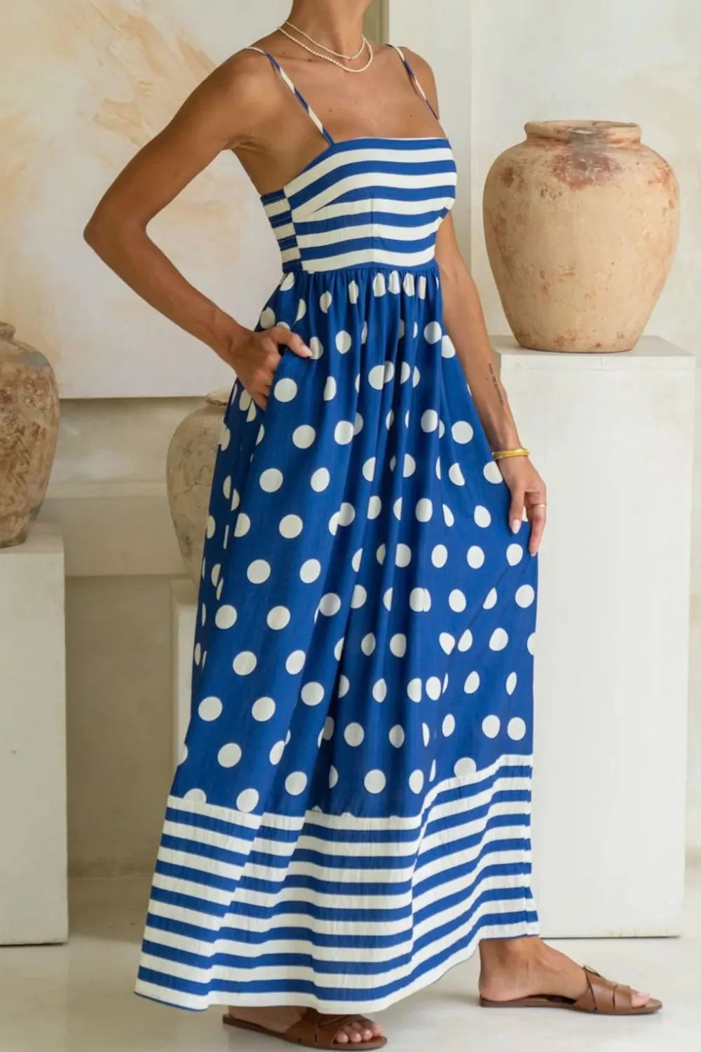 Polka Dot Square Neck Cami Dress - Blushé Belle