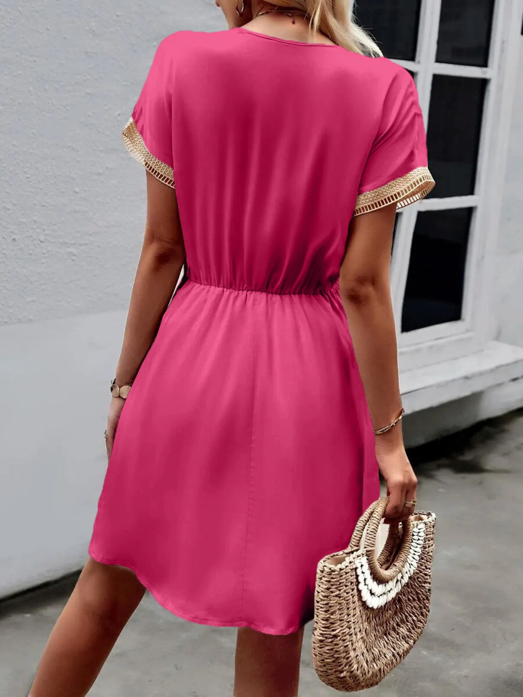 V-Neck Short Sleeve Mini Dress - Blushé Belle