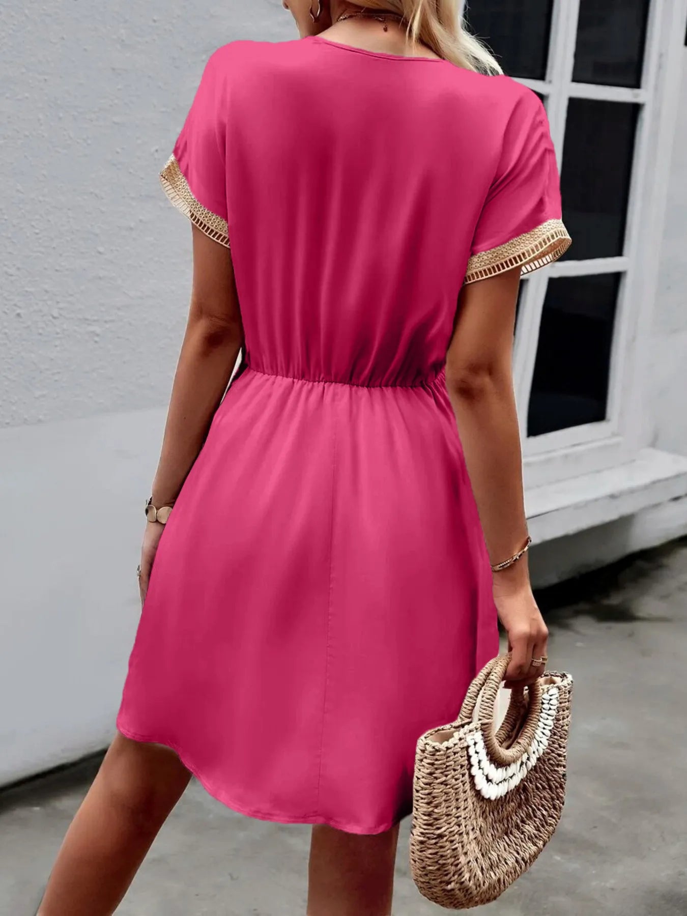 V-Neck Short Sleeve Mini Dress - Blushé Belle