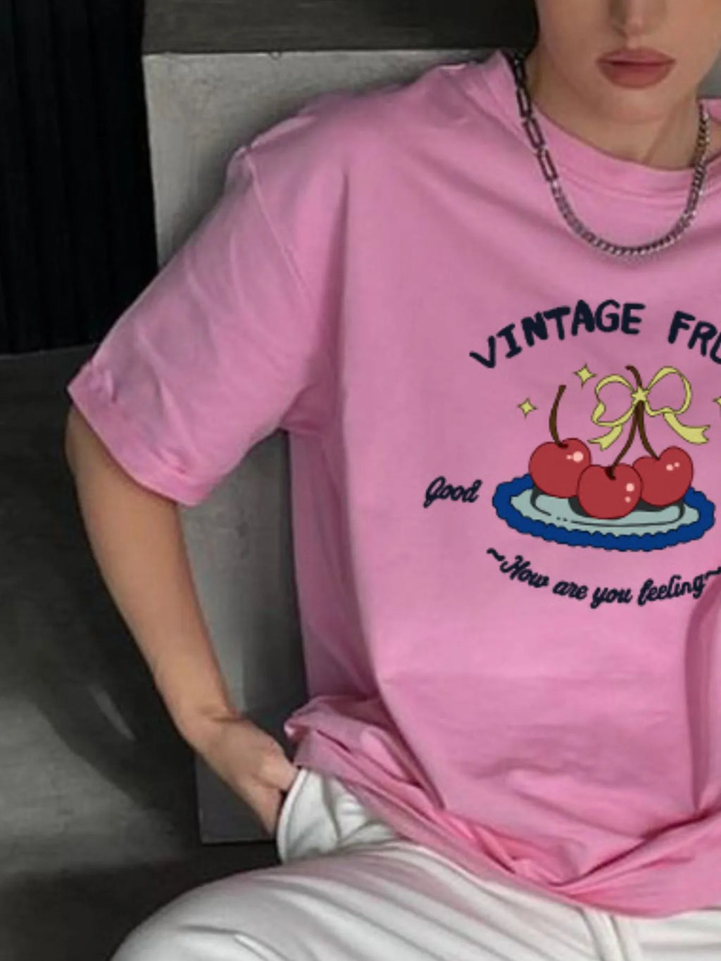 Plus Size Fruit Graphic Round Neck T-Shirt - Blushé Belle