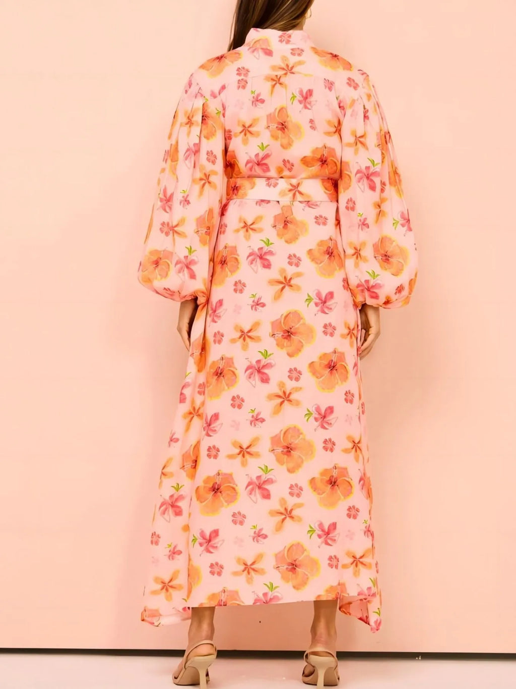 Printed Maxi Shirt Dress with Belt - Blushé Belle