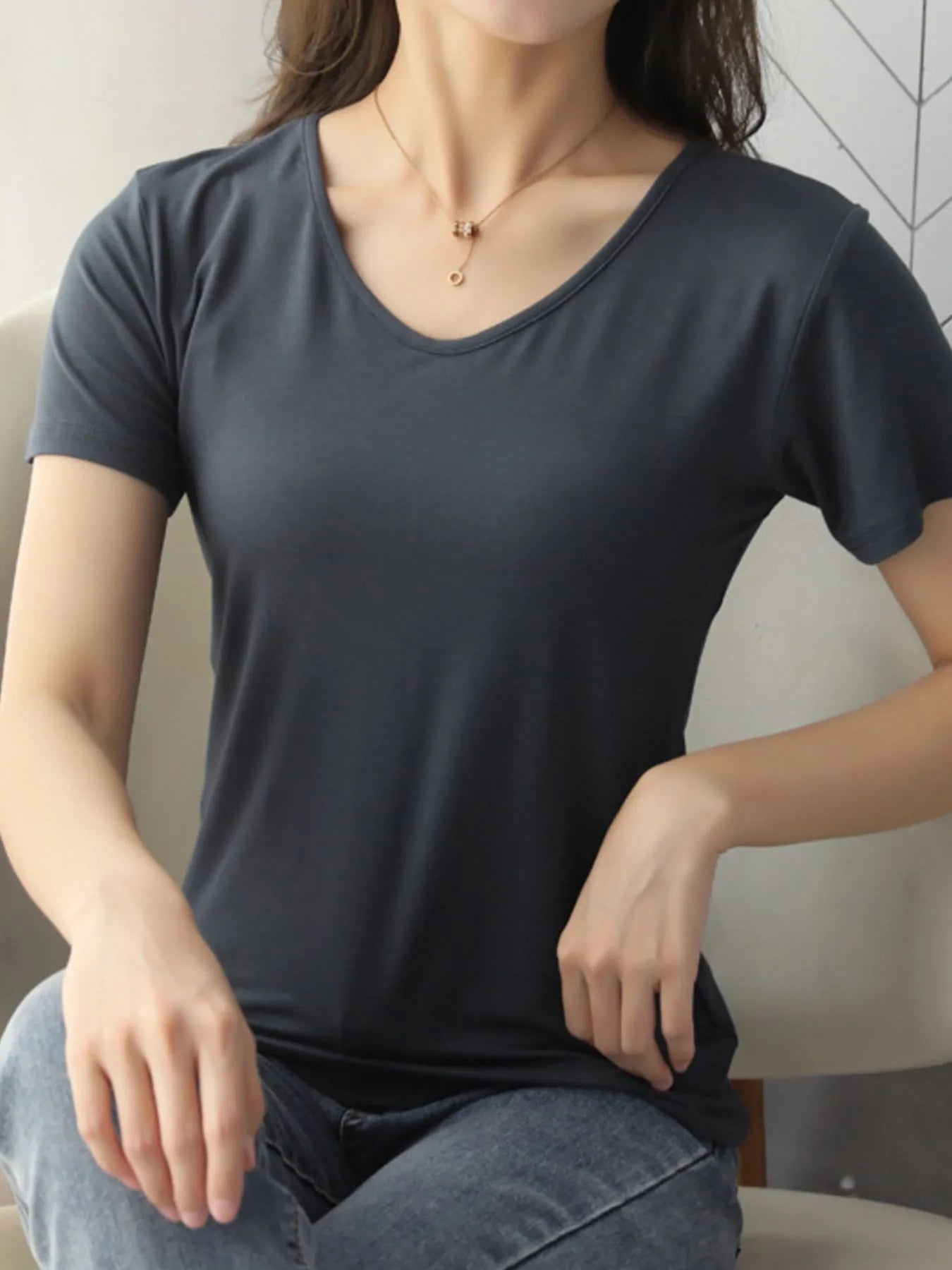 V-Neck Short Sleeve T-Shirt - Blushé Belle