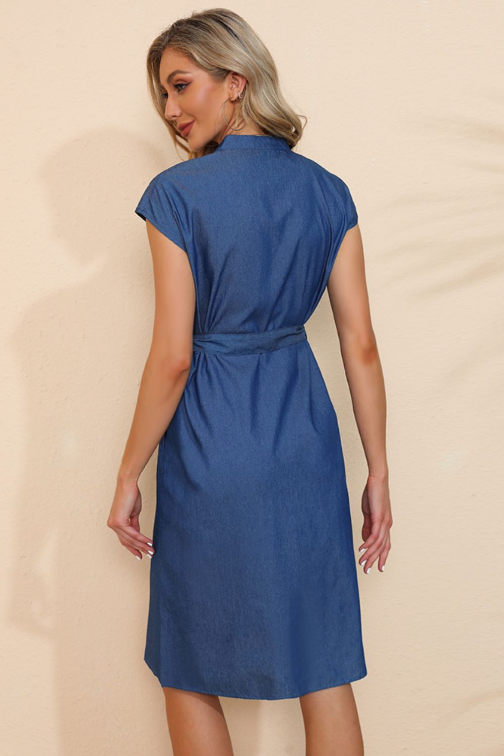 Button Down Belted Denim Dress - Blushé Belle