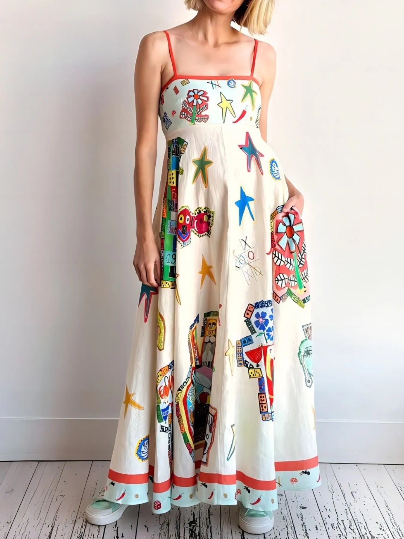 Printed Square Neck Cami Maxi Dress - Blushé Belle