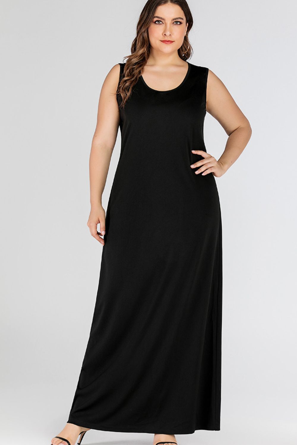 Plus Size Scoop Neck Maxi Tank Dress - Blushé Belle