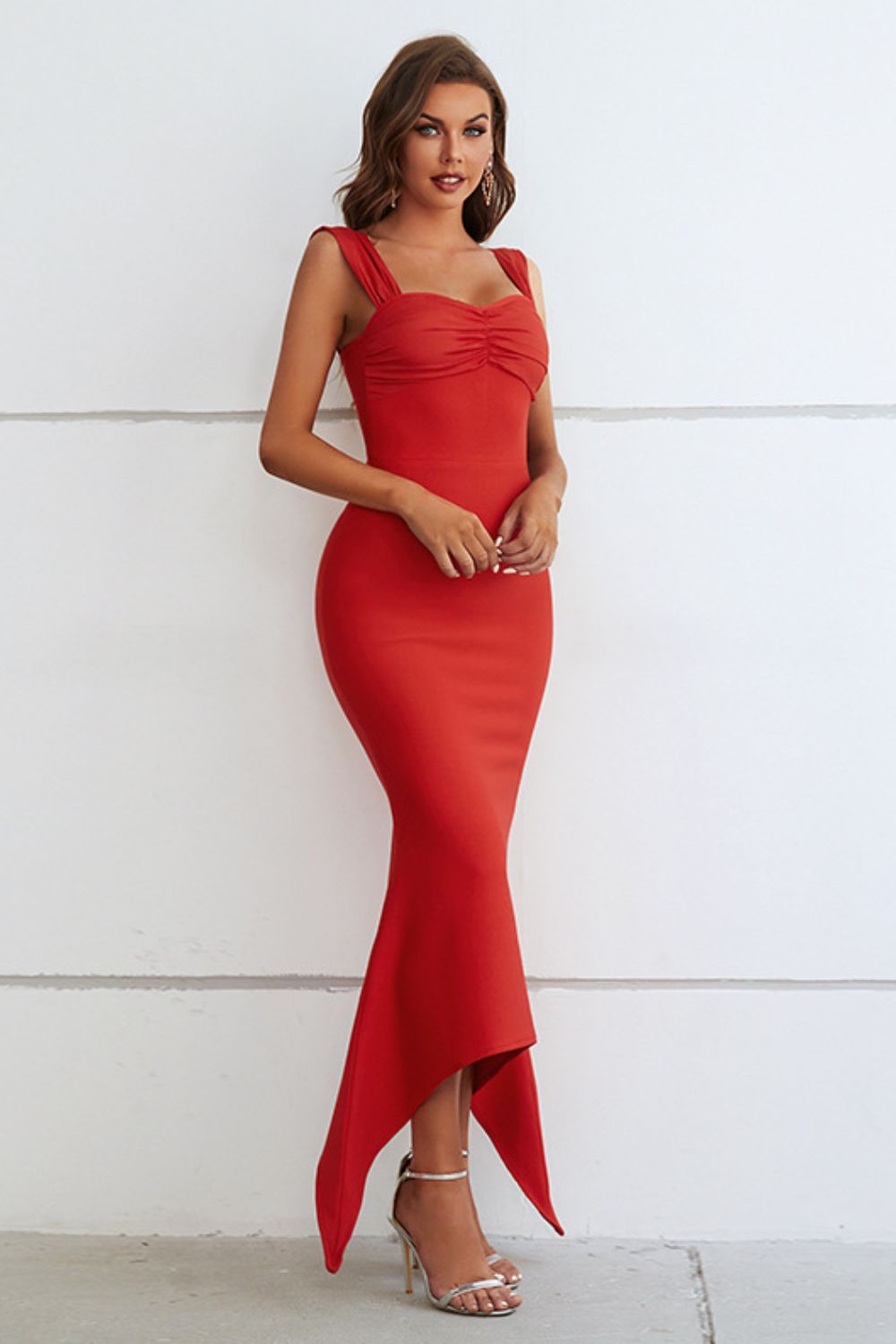 Ruched Sweetheart Neck Hem Detail Dress - Blushé Belle