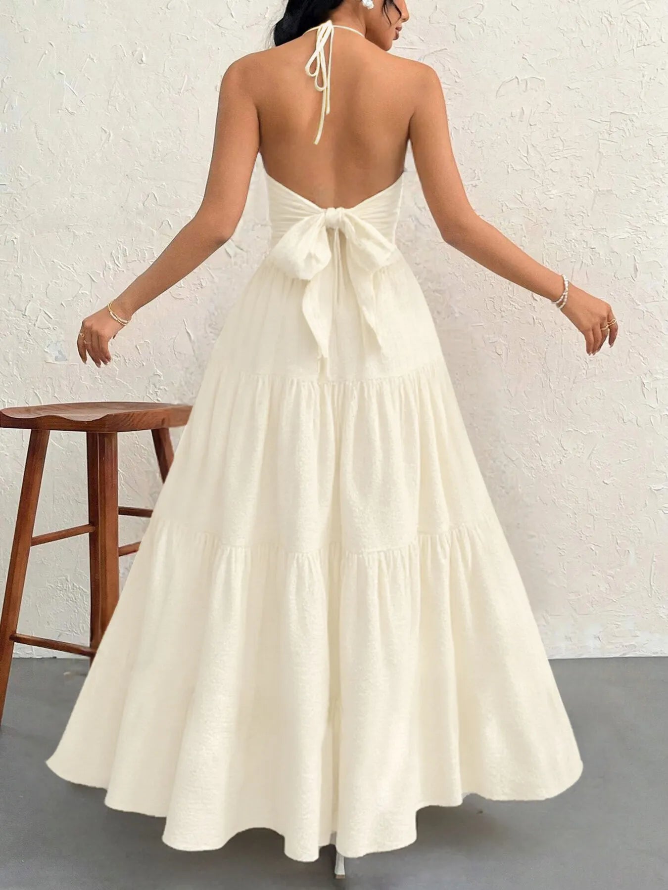 Halter Neck Tiered Maxi Dress - Blushé Belle