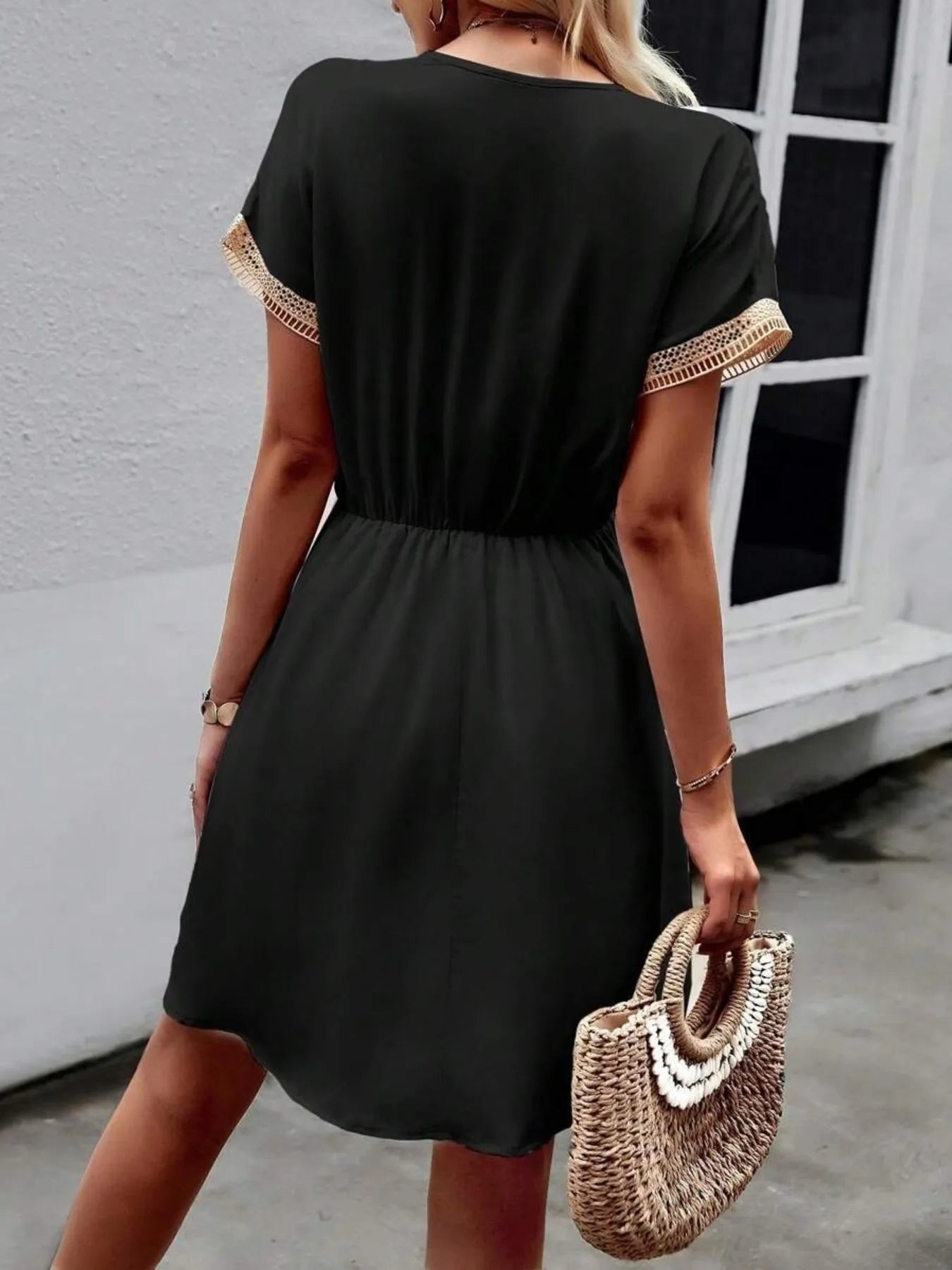 V-Neck Short Sleeve Mini Dress - Blushé Belle
