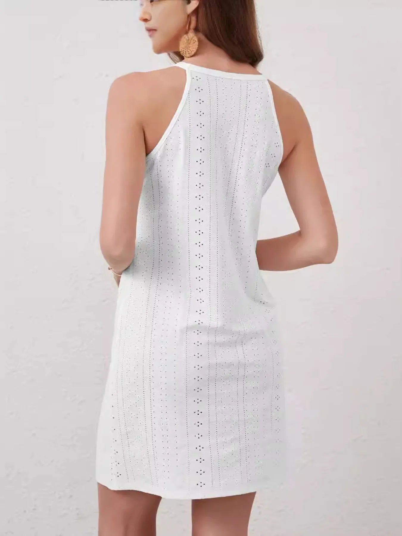 Eyelet Flower Sleeveless Mini Dress - Blushé Belle