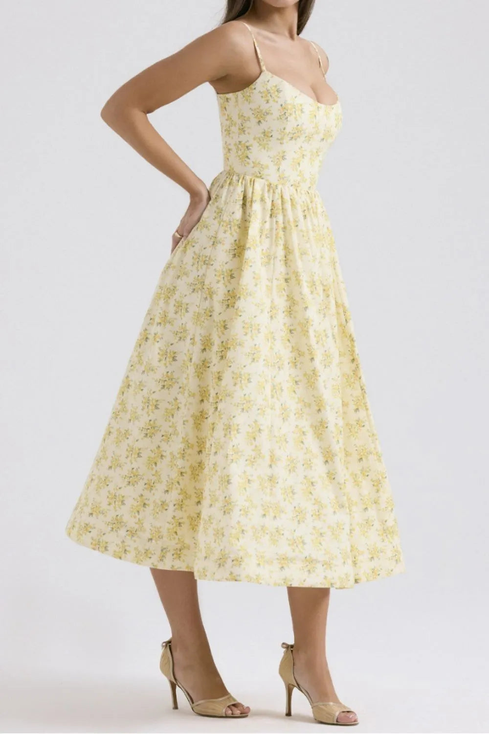 Floral Print Spaghetti Strap Midi Dress - Blushé Belle