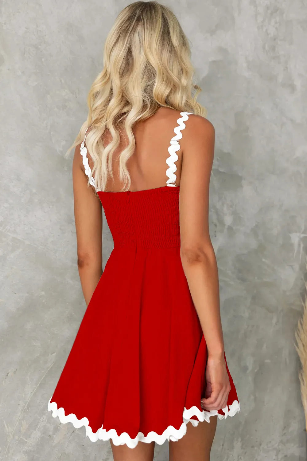 Contrast Trim Square Neck Mini Dress - Blushé Belle