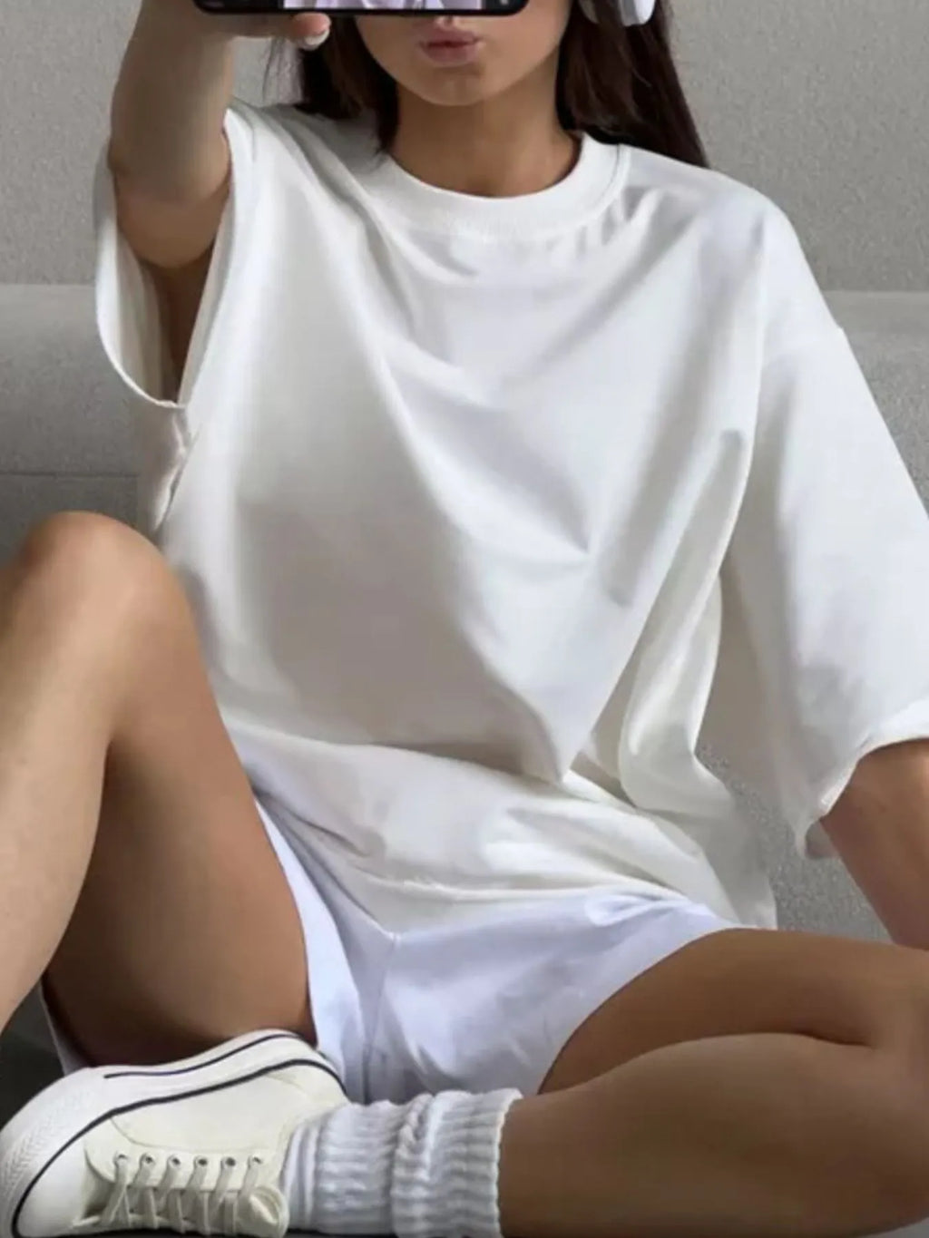 Round Neck Half Sleeve Oversized T-Shirt - Blushé Belle