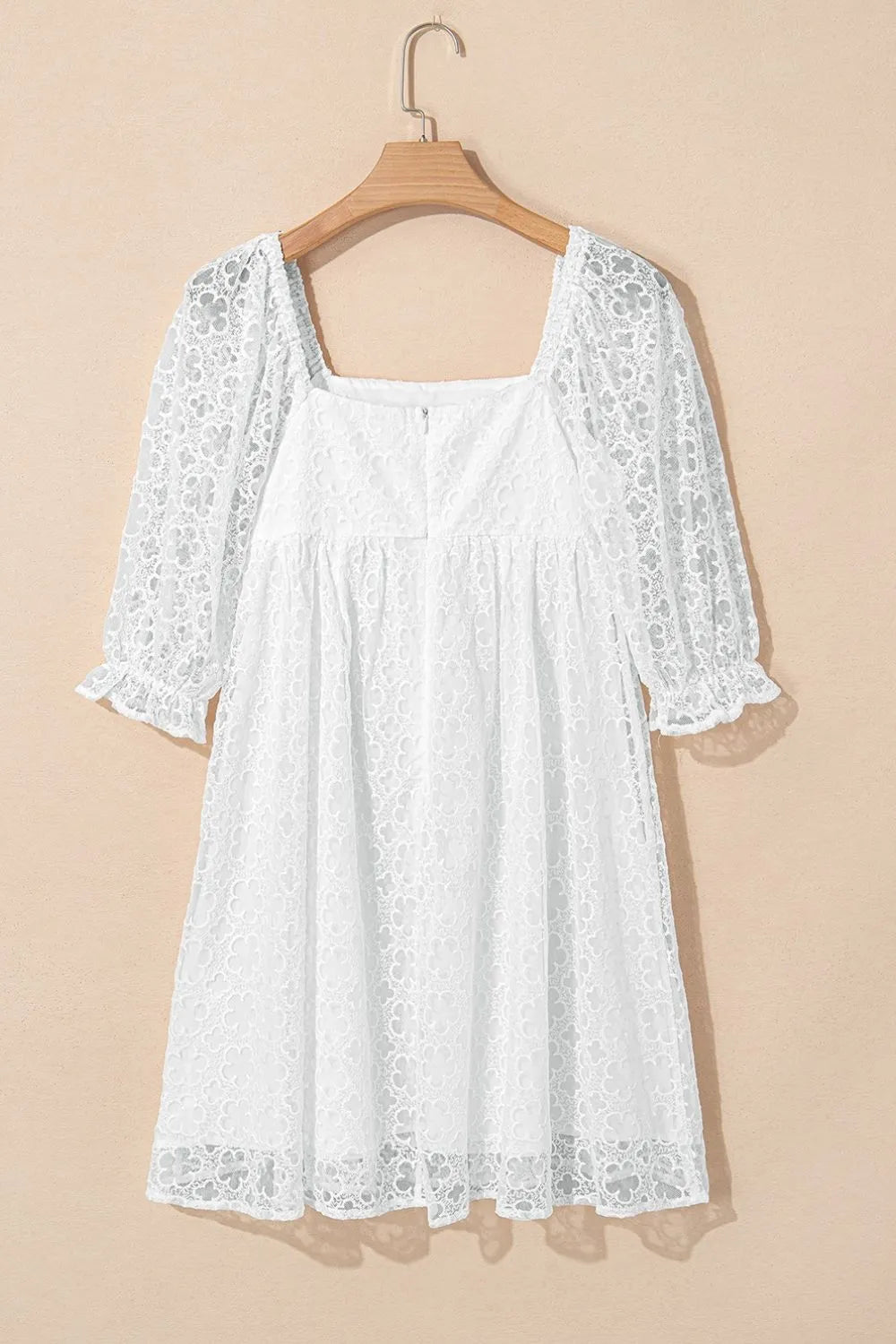 Lace Puff Sleeve Empire Waist Mini Dress - Blushé Belle
