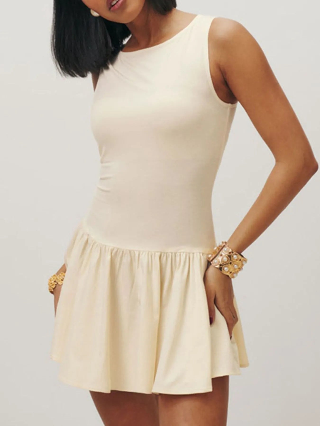 Sleeveless Ruched Mini Tank Dress - Blushé Belle