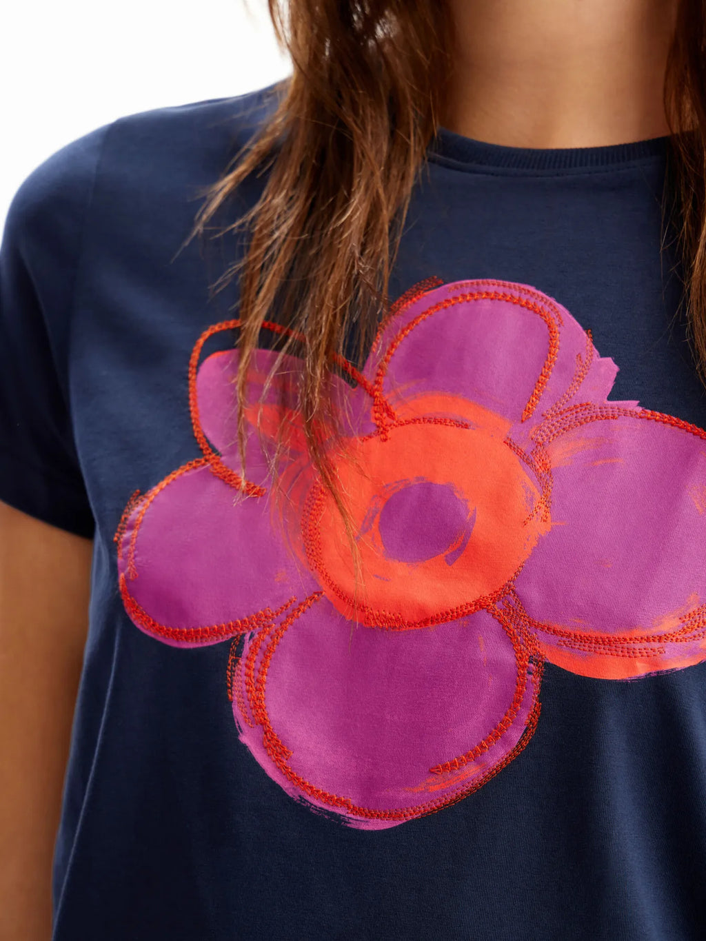 Flower Graphic Round Neck T-Shirt - Blushé Belle