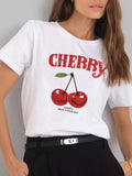 Plus Size Cherry Graphic Round Neck Short Sleeve T-Shirt - Blushé Belle