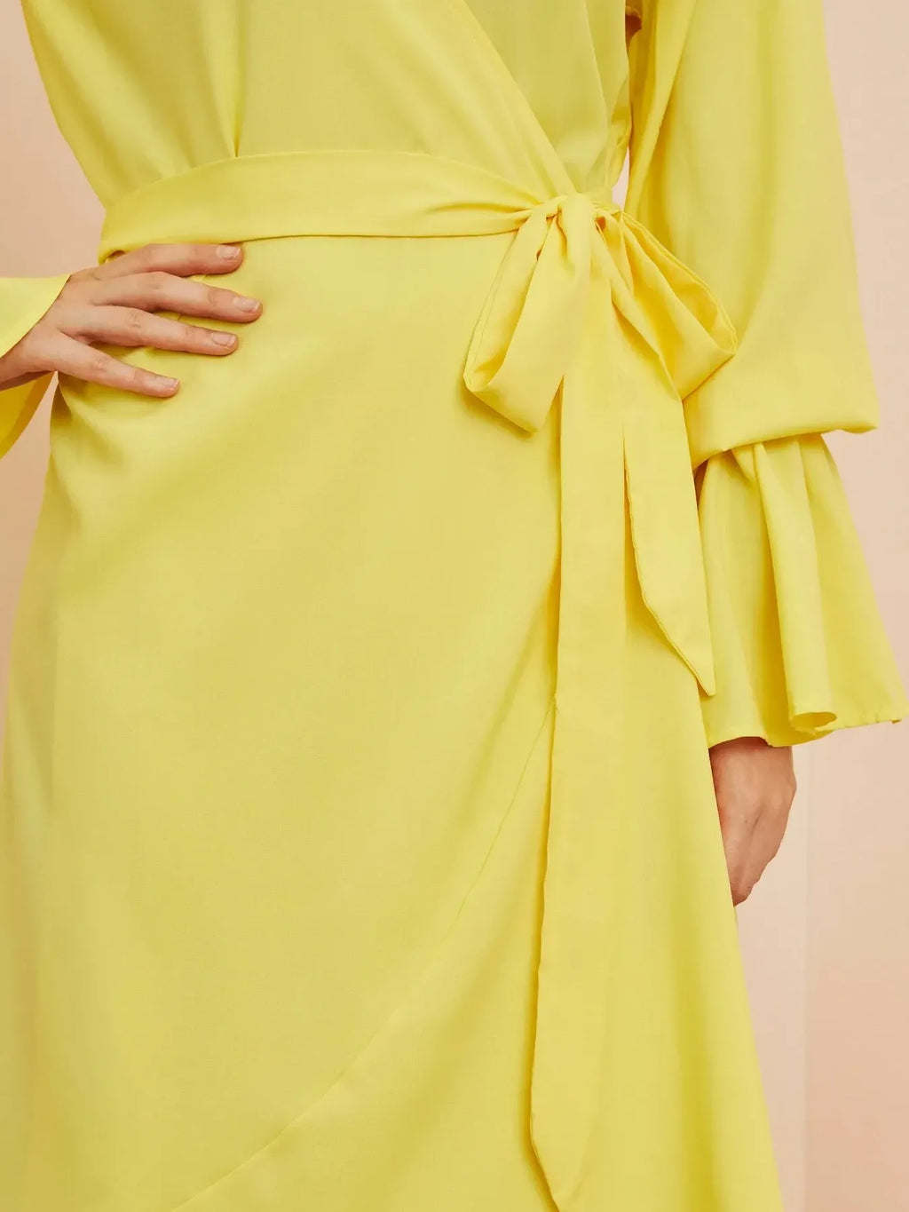 Ruffled Wrap Maxi Dress with Bell Sleeves - Blushé Belle