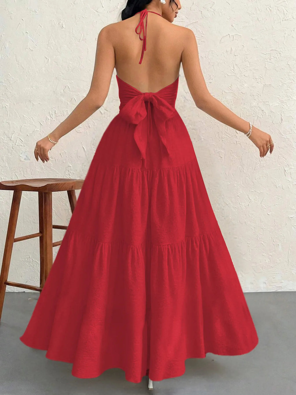 Halter Neck Tiered Maxi Dress - Blushé Belle