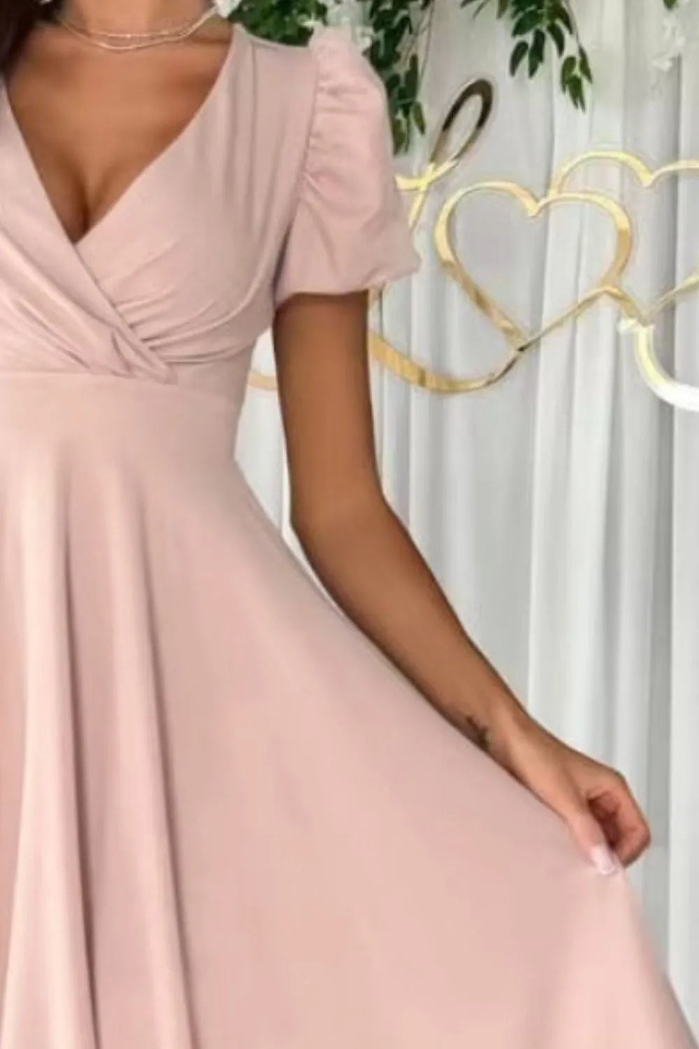 Surplice Puff Sleeve Midi Dress - Blushé Belle