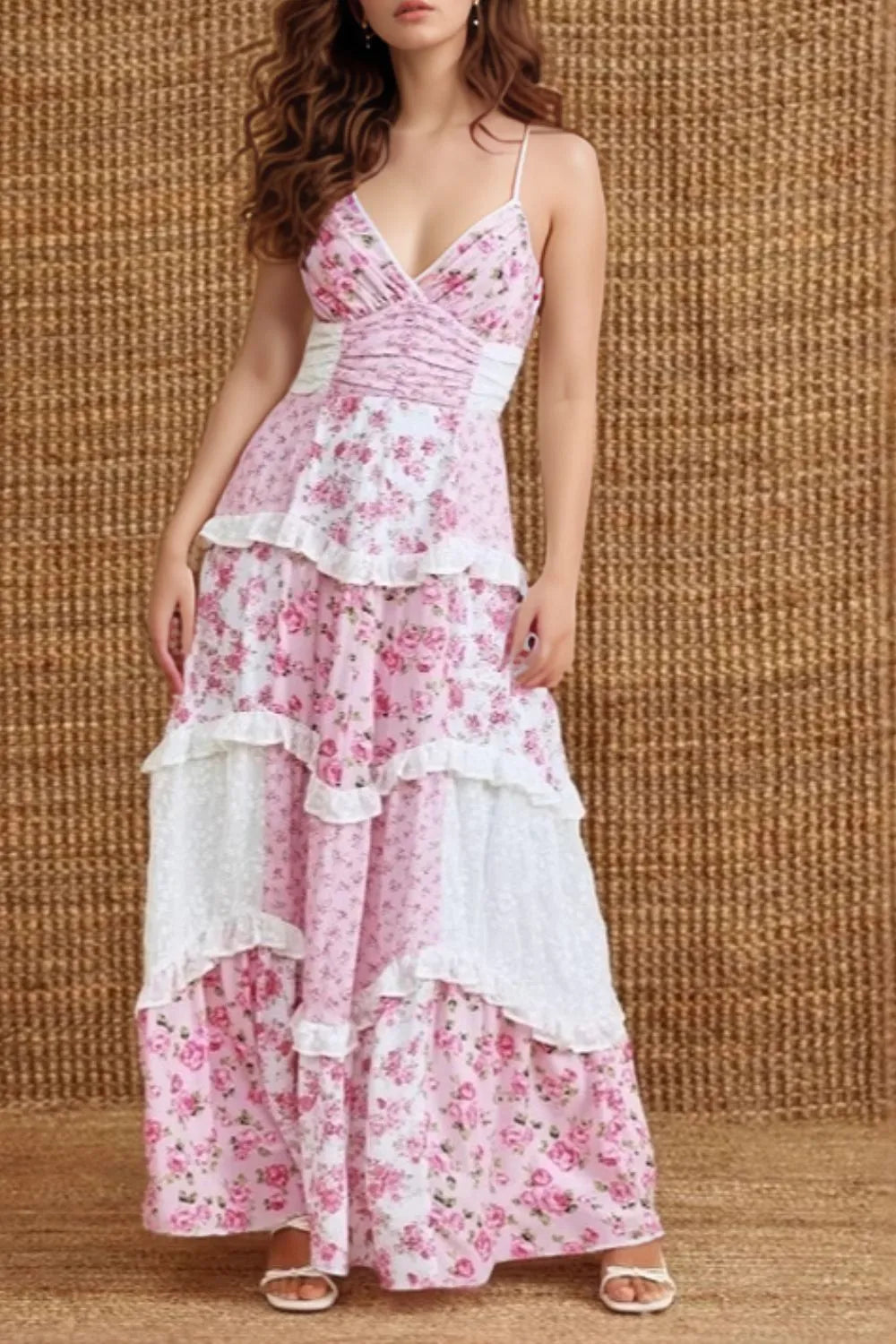 Floral Lace Trim Maxi Cami Dress - Blushé Belle