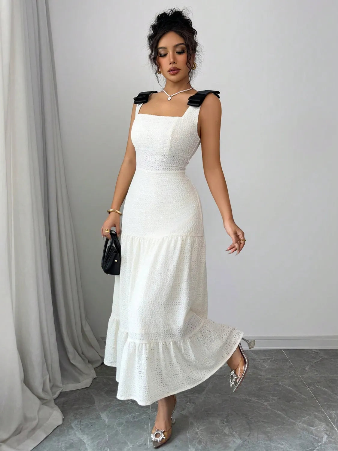 Square Neck Wide Strap Dress - Blushé Belle