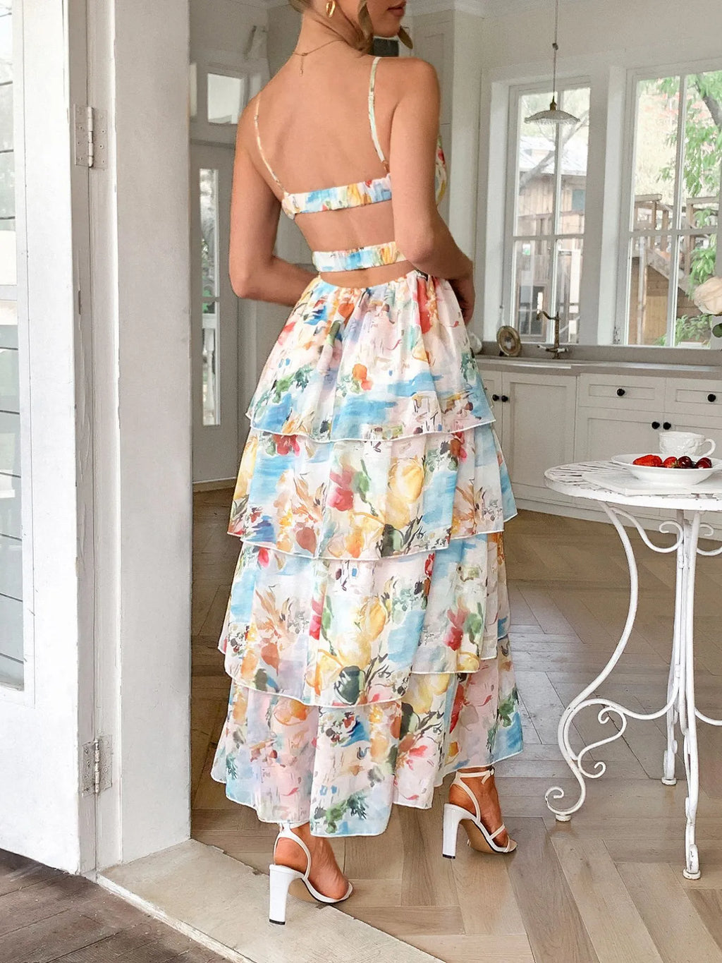 Floral Print Layered Maxi Cami Dress - Blushé Belle