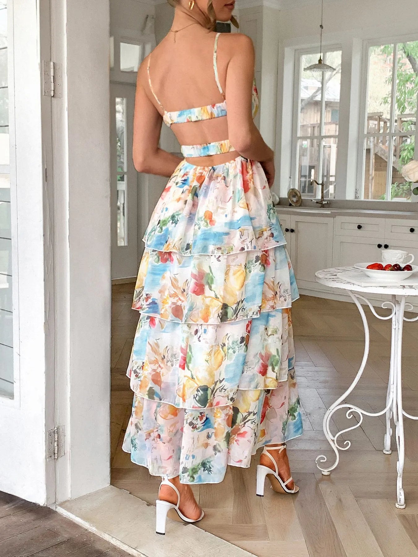 Floral Print Layered Maxi Cami Dress - Blushé Belle