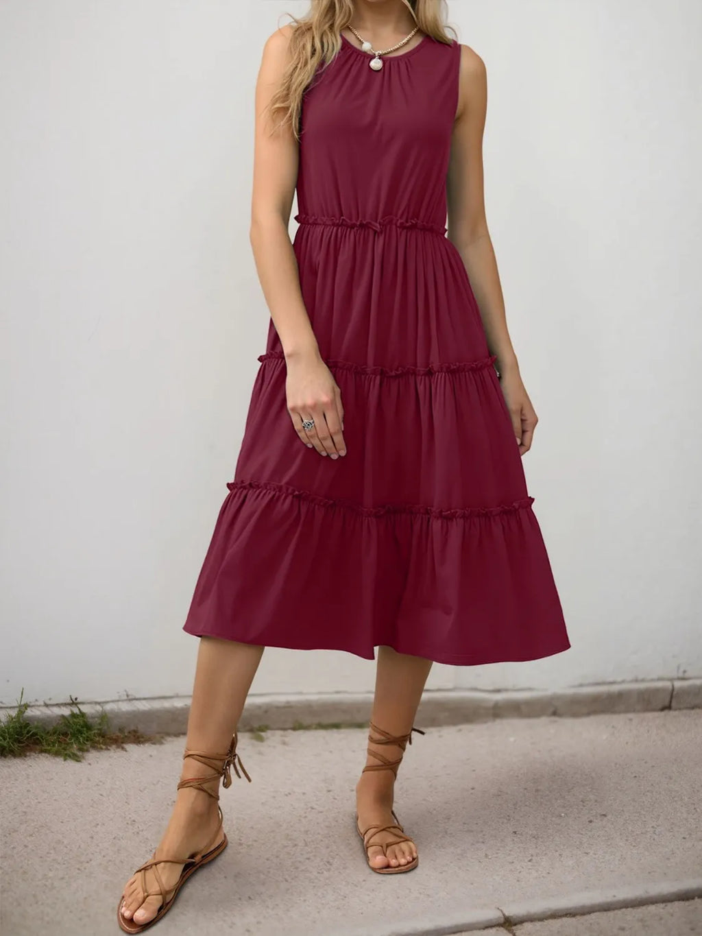 Frill Tiered Midi Dress - Blushé Belle