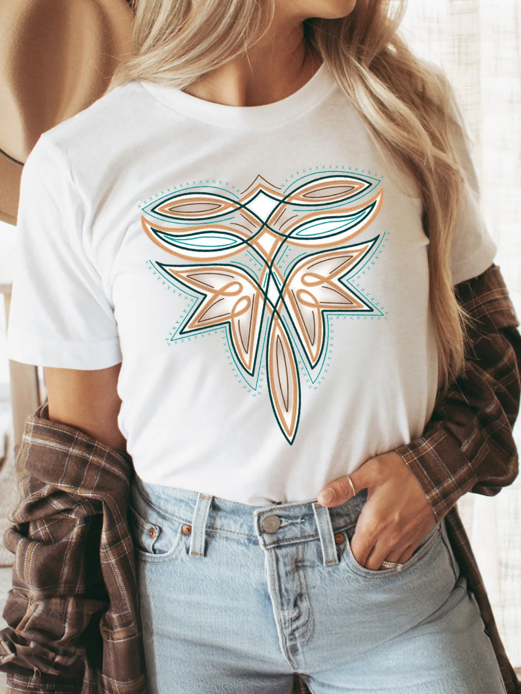 Graphic Round Neck Short Sleeve T-Shirt - Blushé Belle