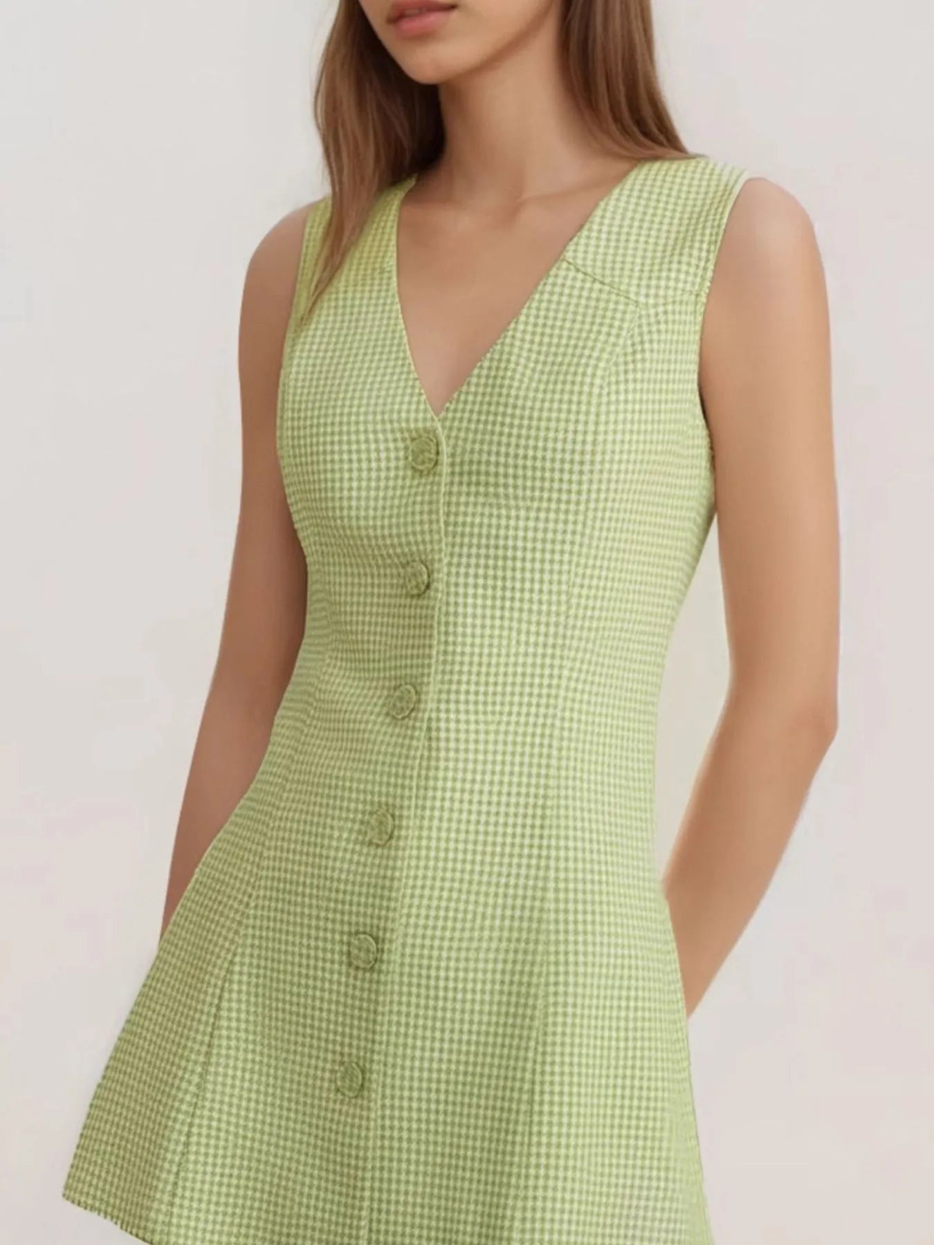 Gingham Button-Front A-Line Mini Dress - Blushé Belle