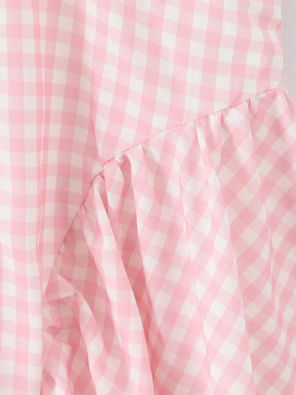 Gingham Ruffle Mini Dress with Lace Trim - Blushé Belle