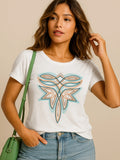 Graphic Round Neck Short Sleeve T-Shirt - Blushé Belle