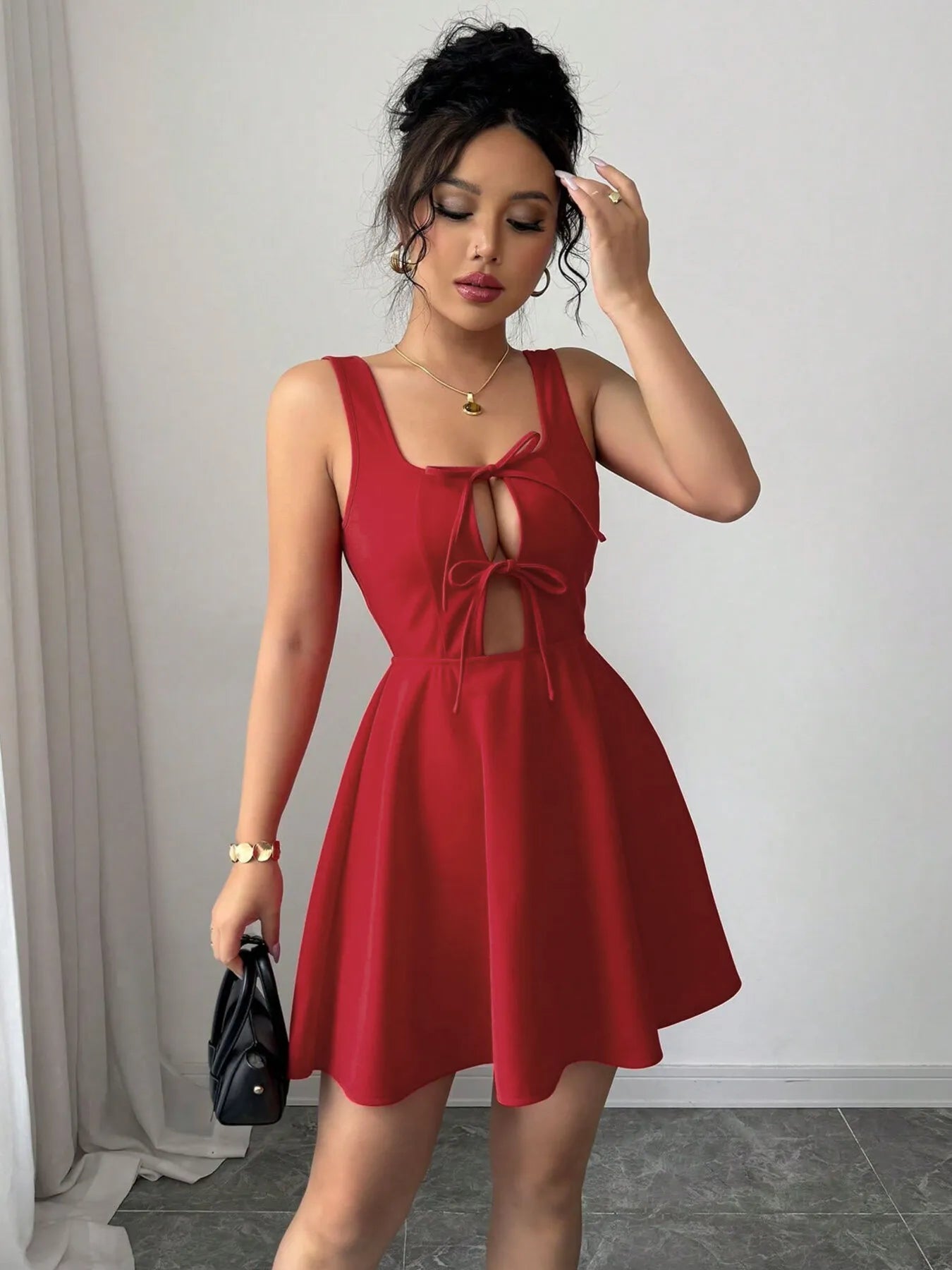 Tie Front Wide Strap Dress - Blushé Belle