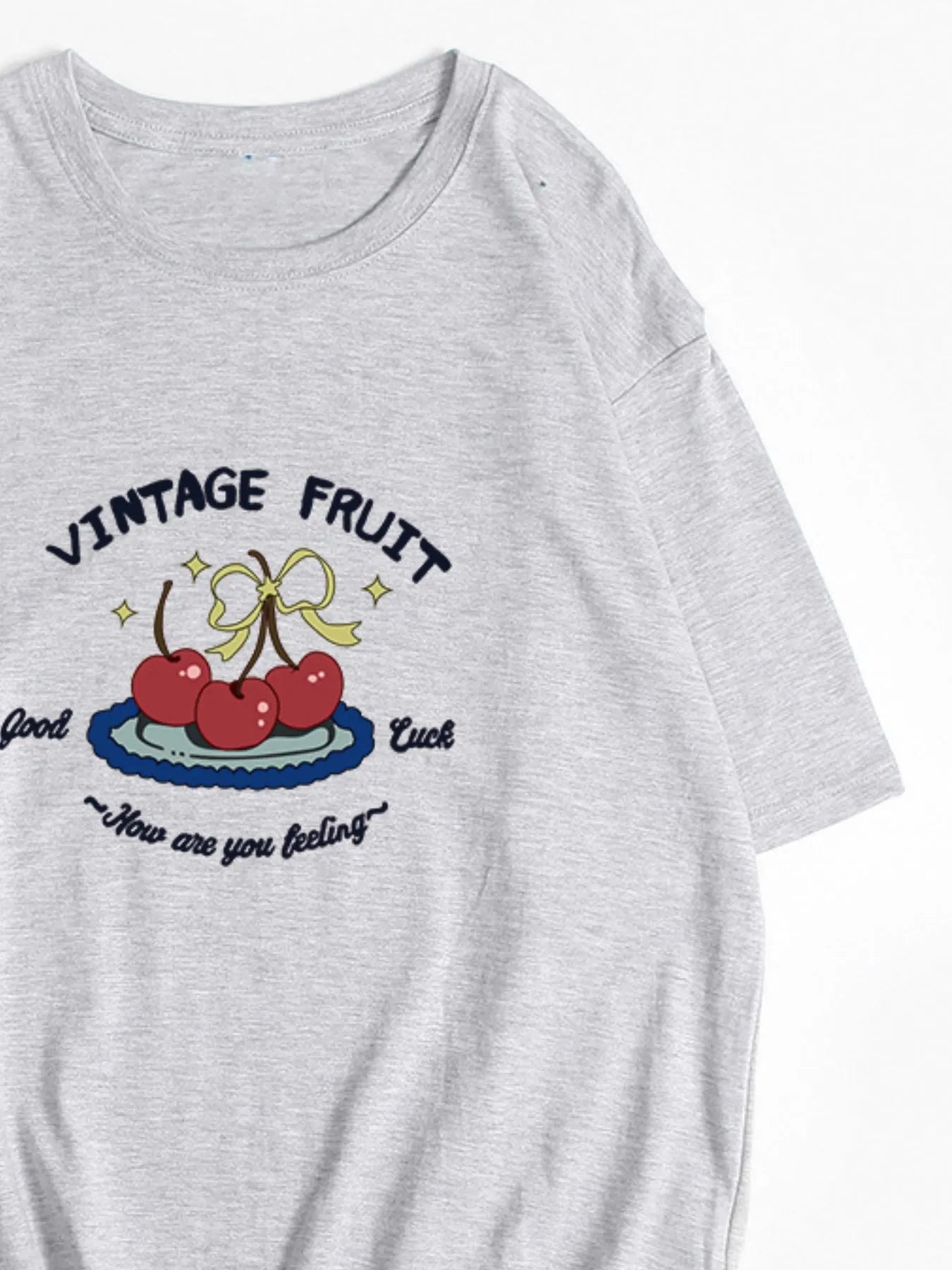 Plus Size Fruit Graphic Round Neck T-Shirt - Blushé Belle