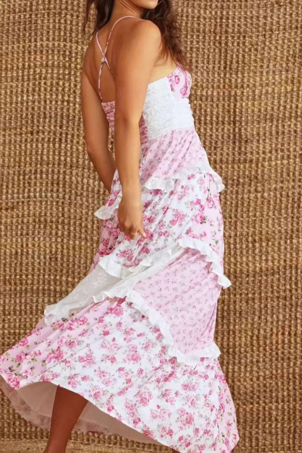 Floral Lace Trim Maxi Cami Dress - Blushé Belle