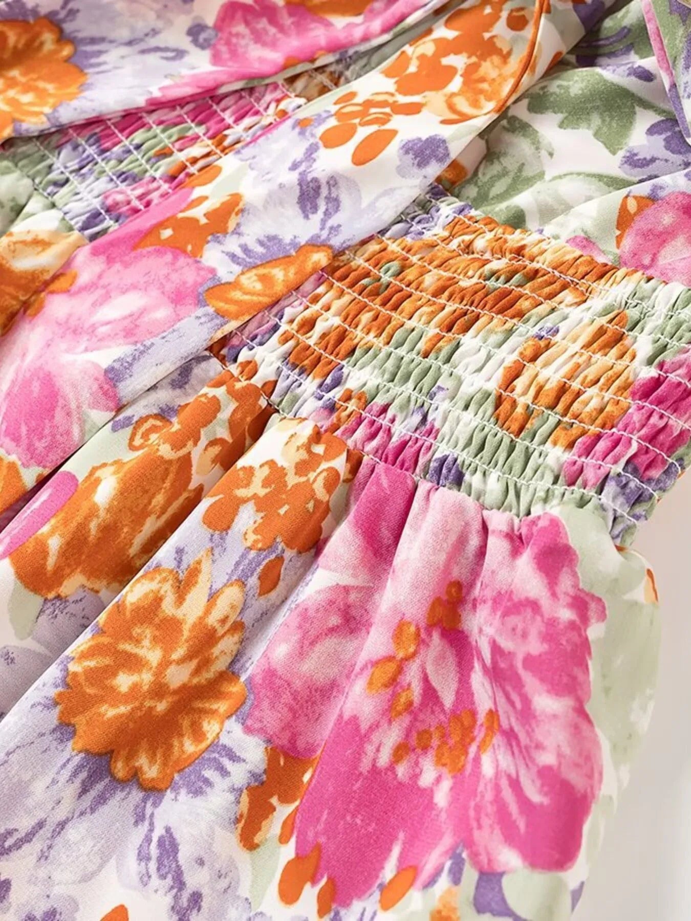 Floral Print Tie-Front Cami Dress with Lace Trim - Blushé Belle